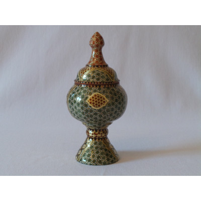 Khatam on Copper Pedestal Bowl Dish - HKH2041