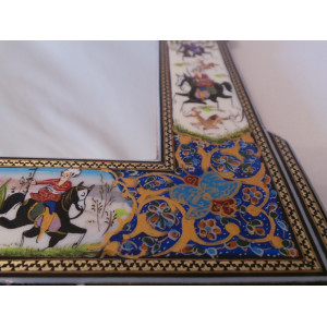 Khatam & Miniature on Framed Mirror - HKH2048-Persian Handicrafts