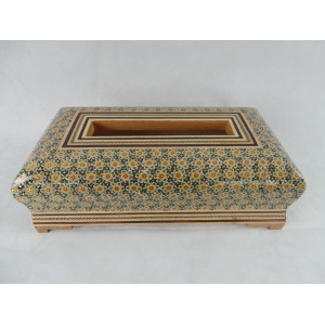 Khatam on Wood Tissue Box - HKH3001-Persian Handicrafts