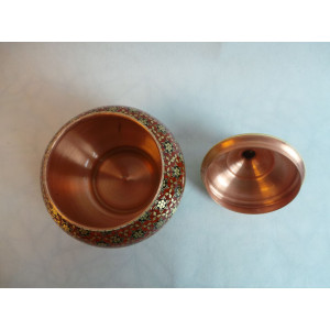 Khatam on Copper Sugar/Candy Bowl Dish - HKH3005-Persian Handicrafts