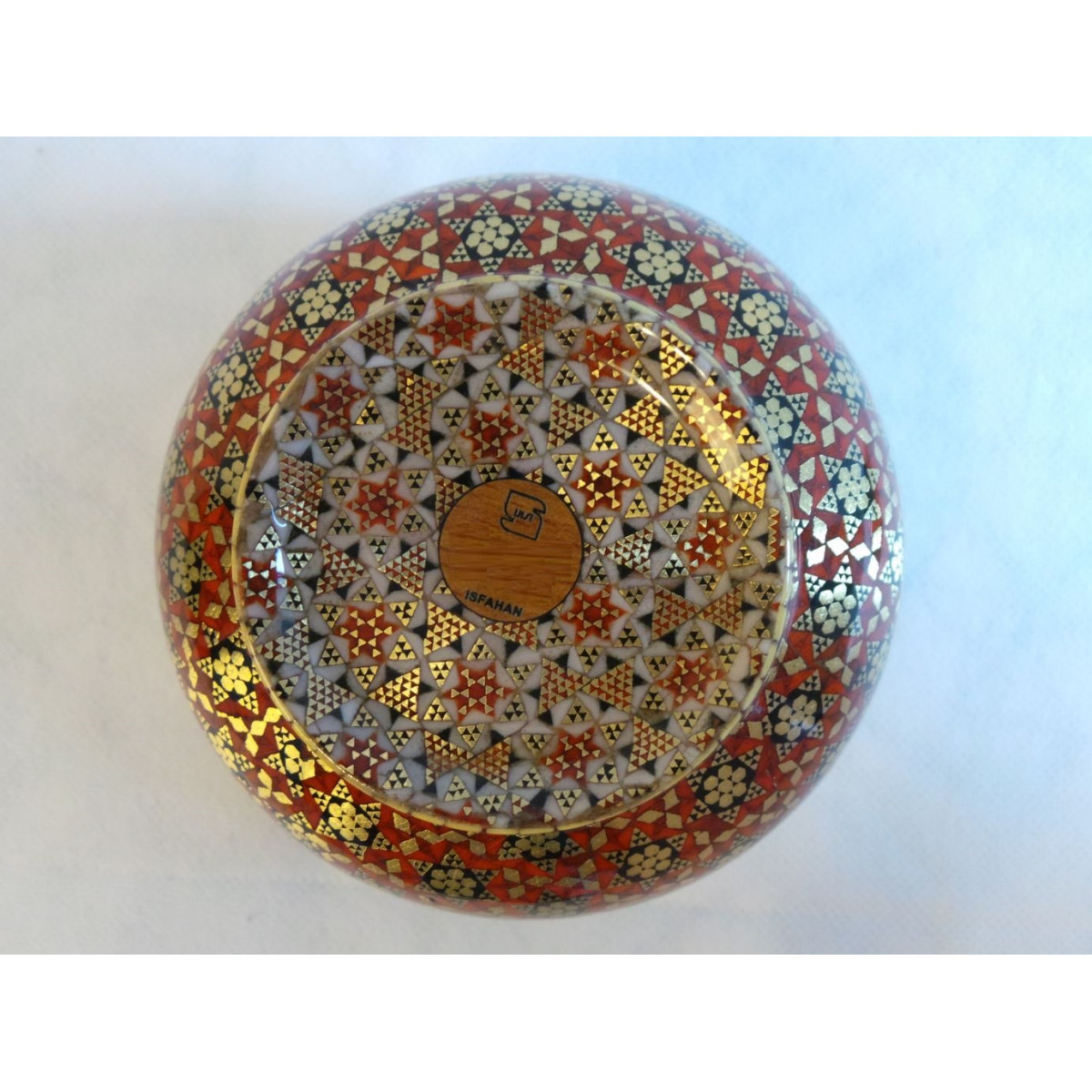 Khatam on Copper Sugar/Candy Bowl Dish - HKH3005-Persian Handicrafts
