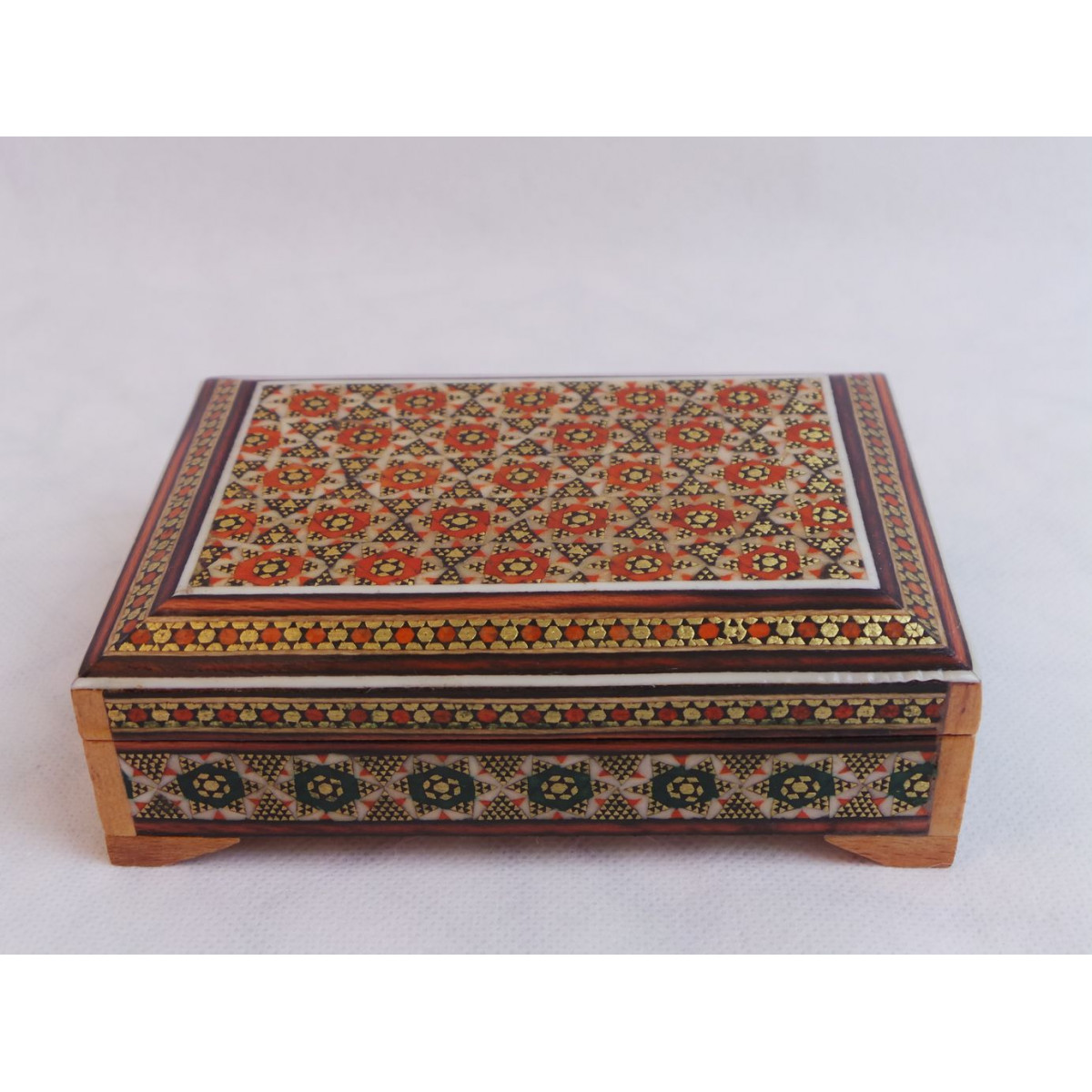 Wood and Copper Inlaying Jewelry Box - HKH3010-Persian Handicrafts