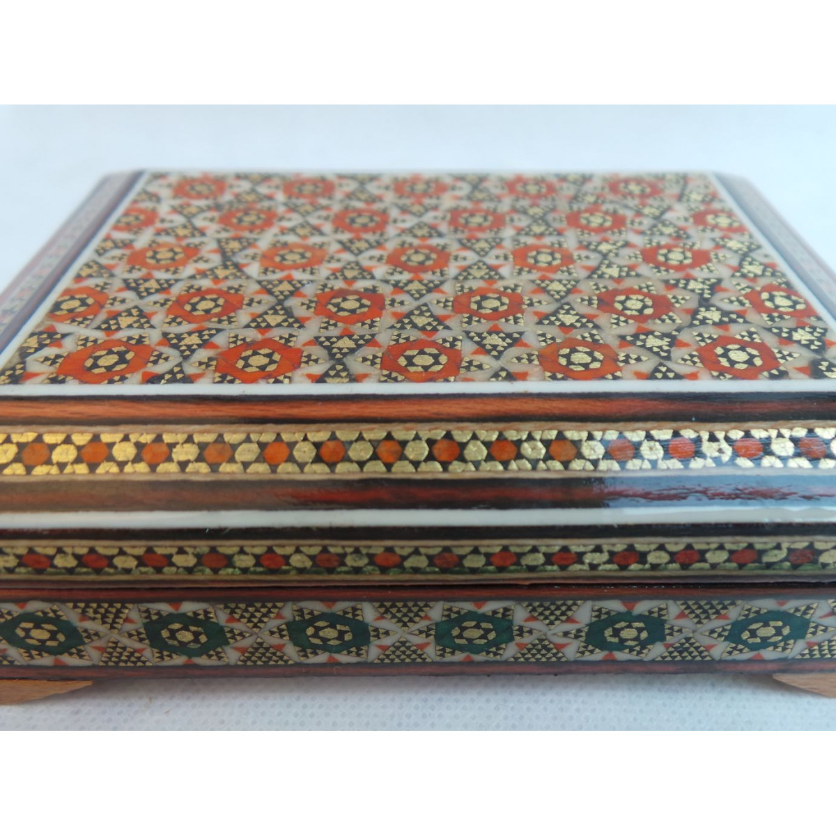Wood and Copper Inlaying Jewelry Box - HKH3010-Persian Handicrafts