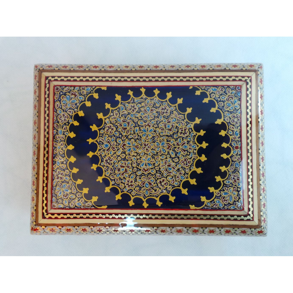 Wood and Copper Inlaying Jewelry Box - HKH3011-Persian Handicrafts