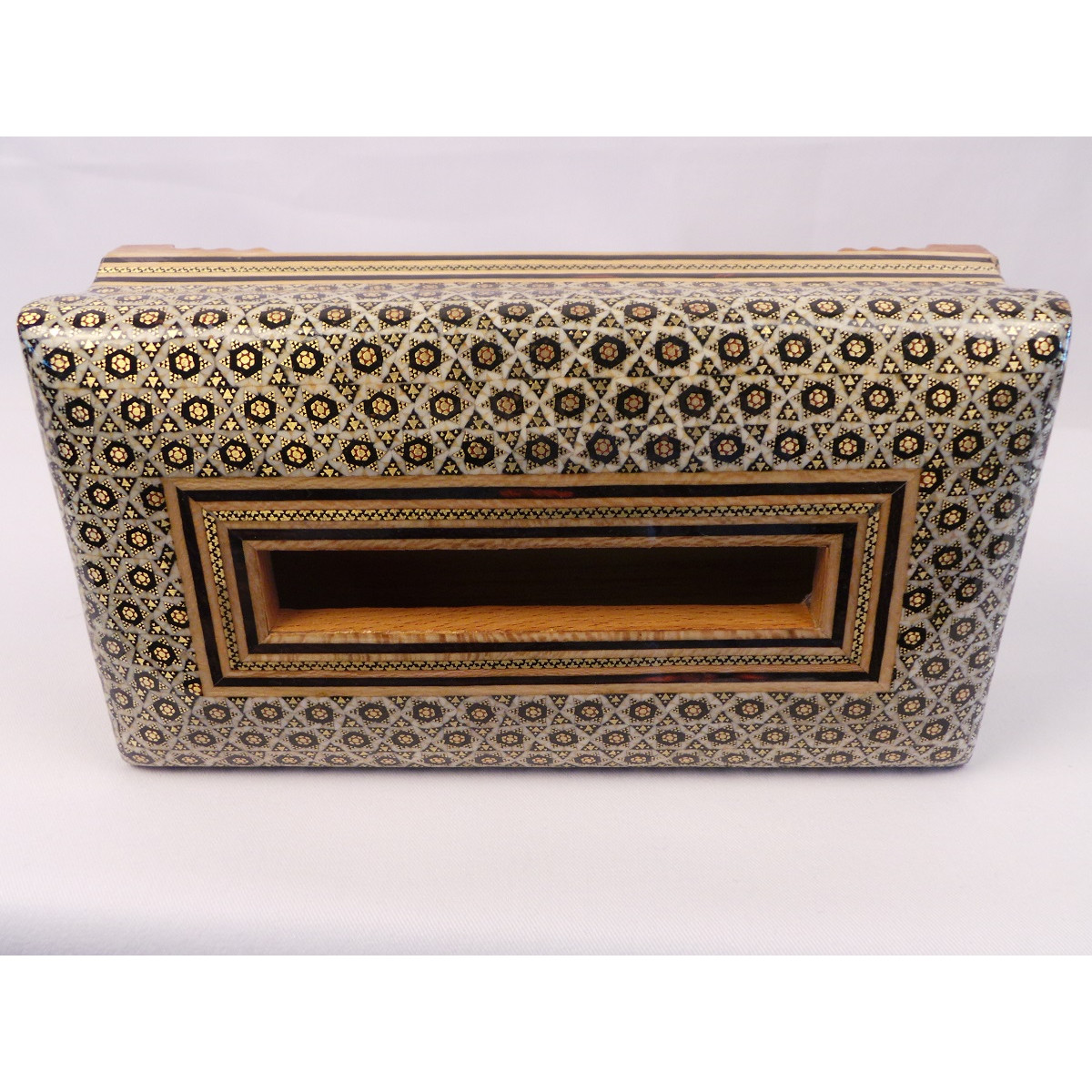 Khatam on Wood Tissue Box - HKH3012-Persian Handicrafts
