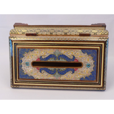 Khatam on Wood Tissue Box - HKH3014