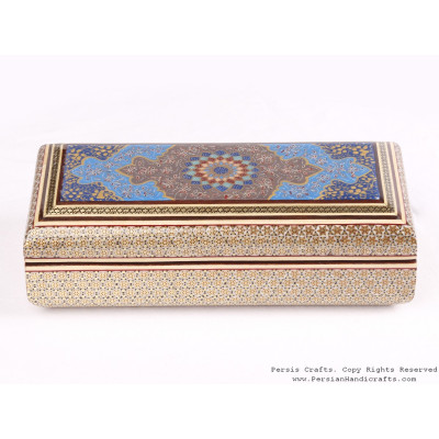 Khatam Jewelry Box with Tazhib Painting - HKH3602