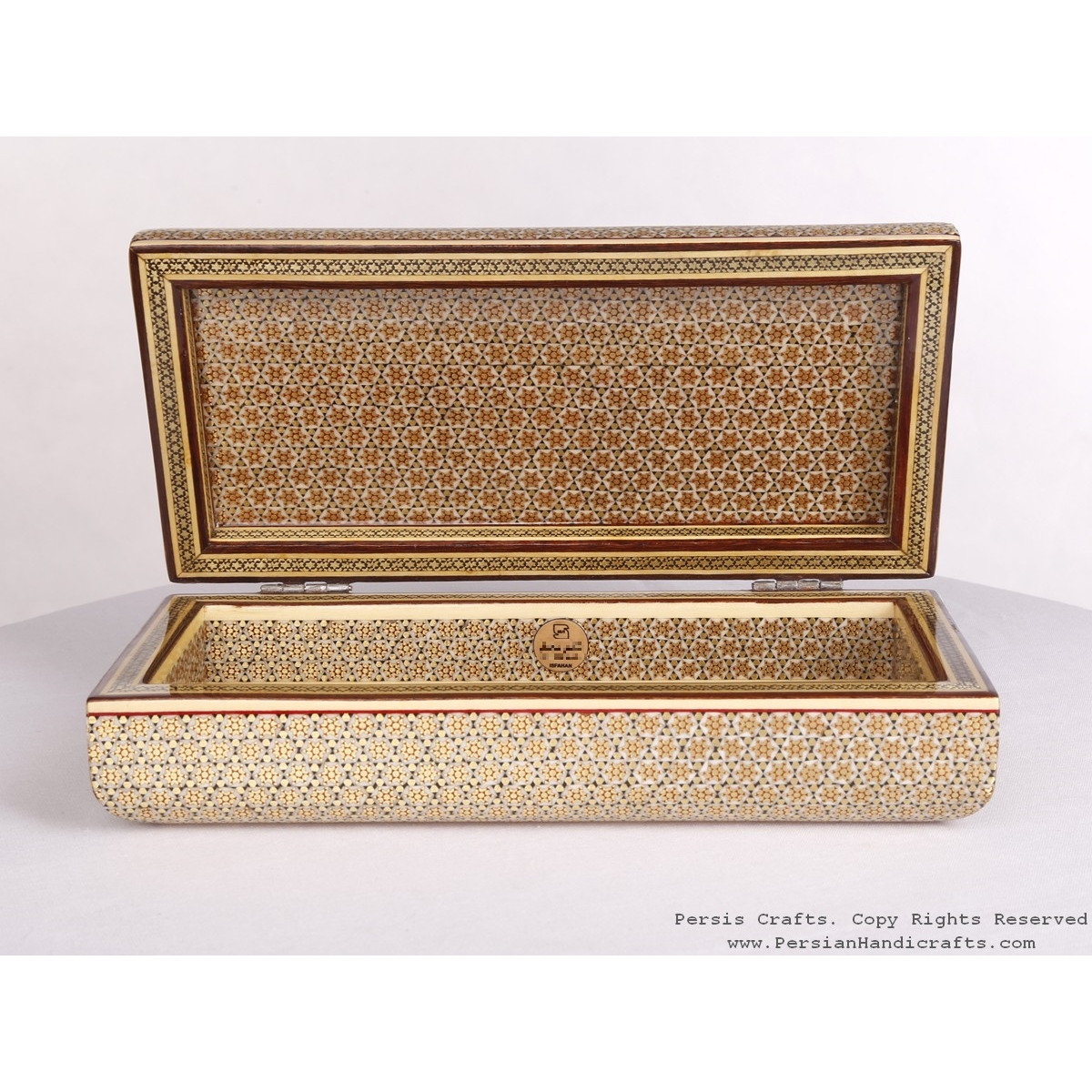 Khatam Jewelry Box with Tazhib Painting - HKH3602-Persian Handicrafts