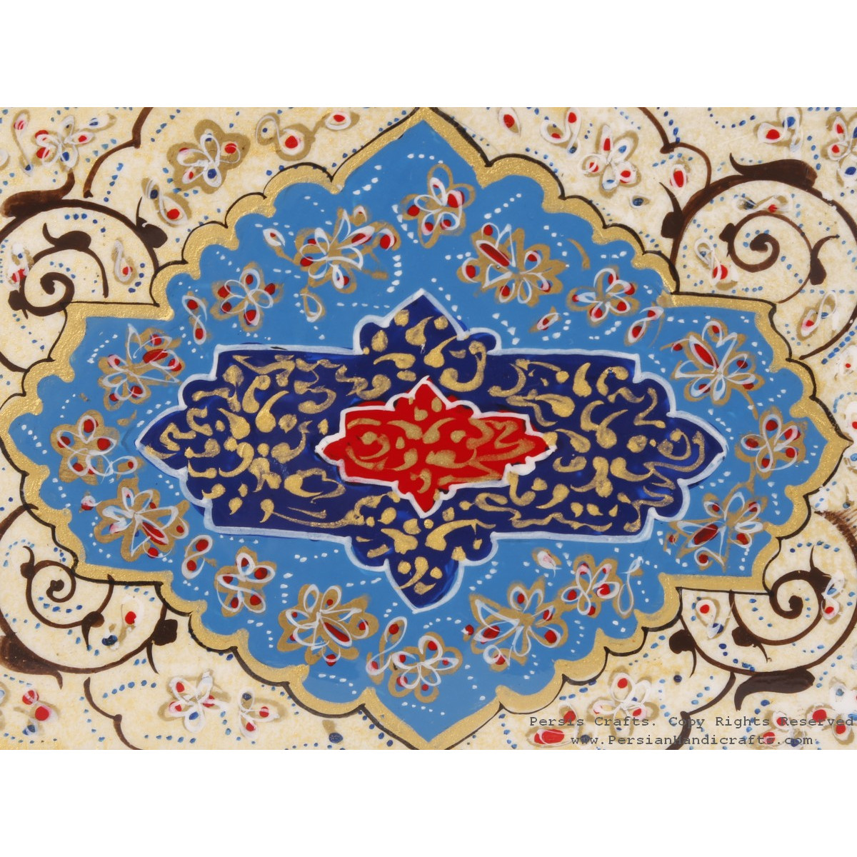 Khatam Large Jewelry Box with Tazhib Painting - HKH3603-Persian Handicrafts