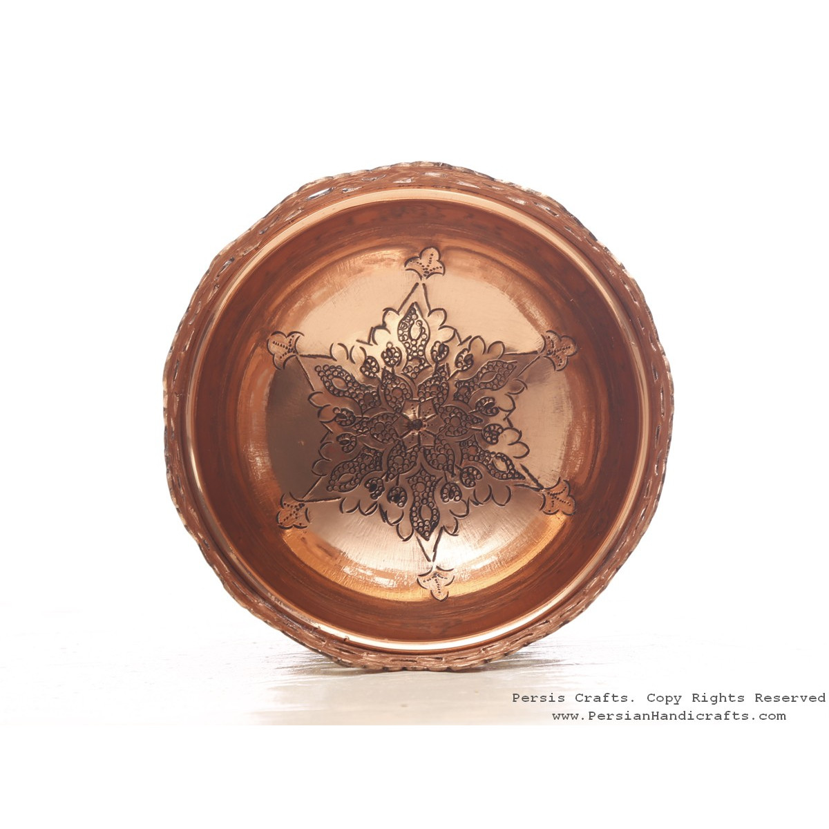 Partial Khatam on Copper Pedestal Compote Candy Dish - HKH3604-Persian Handicrafts