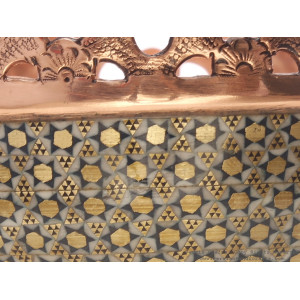 Partial Khatam on Copper Pedestal Compote Candy Dish - HKH3604-Persian Handicrafts