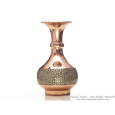 Partial Khatam on Copper Flower Vase - HKH3606