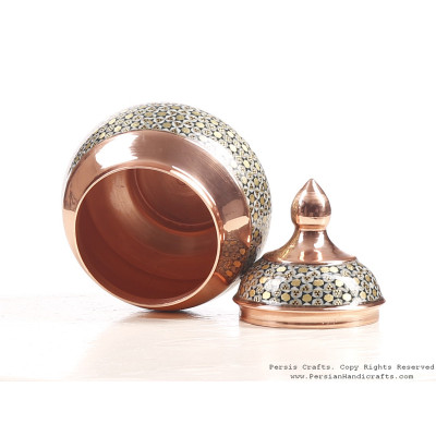 Partial Khatam on Copper Small Sugar Pot - HKH3608 Partial Khatam on Copper Small Sugar Pot - HKH3608