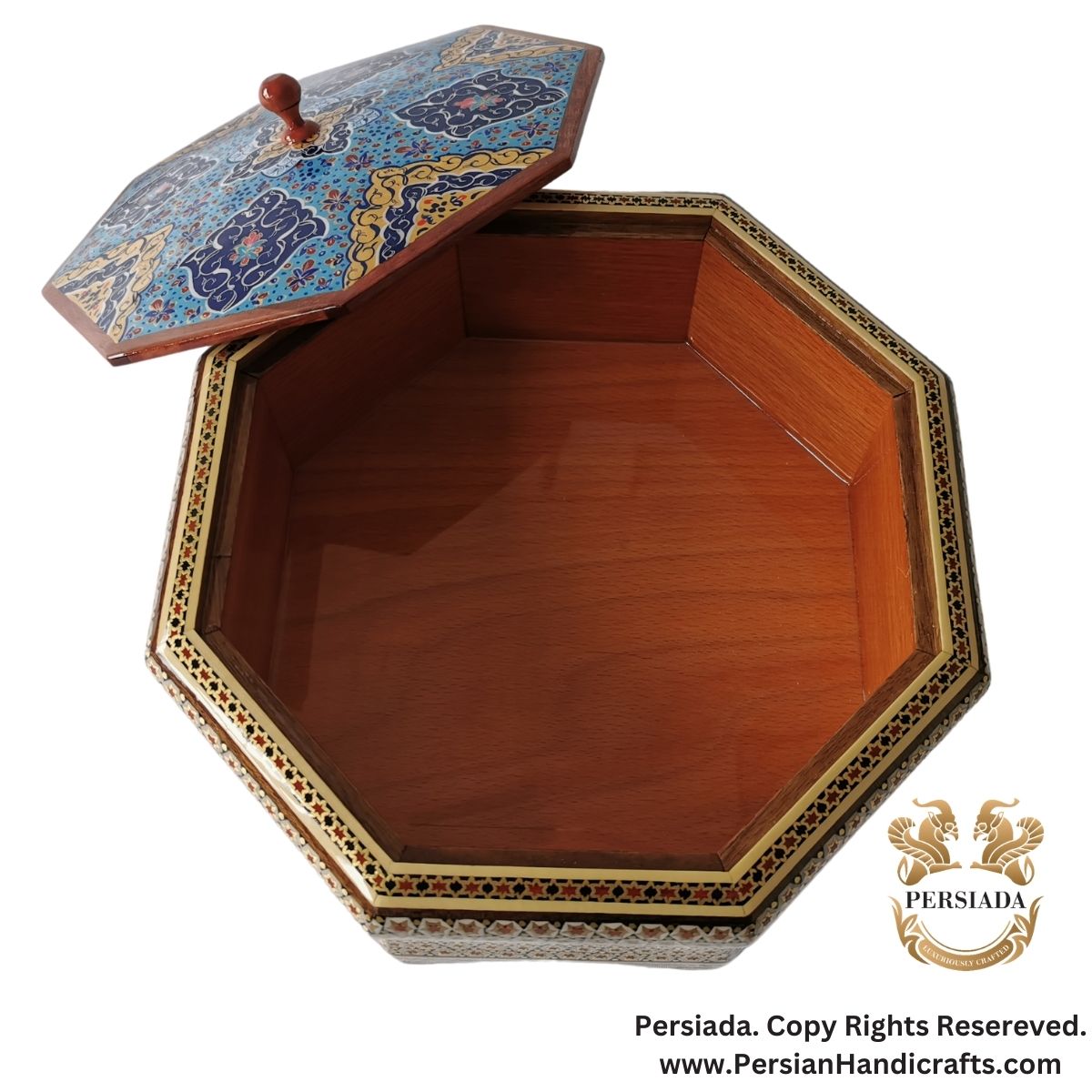 Octagonal Candy Dish  | Khatam Marquetry  | HKH9007-Persiada Persian Handicrafts