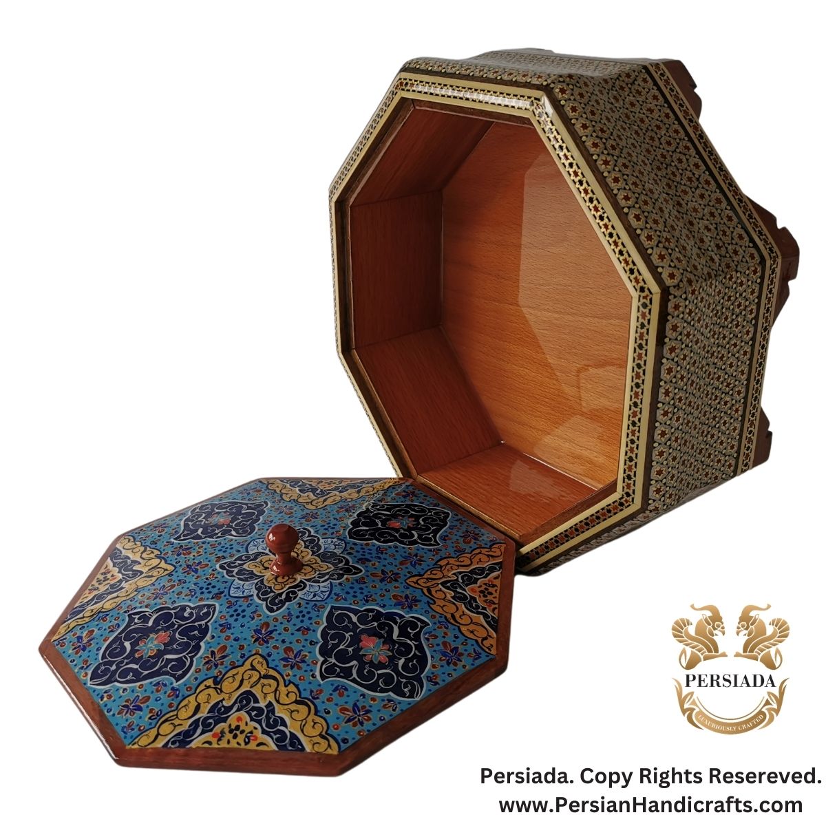 Octagonal Candy Dish  | Khatam Marquetry  | HKH9007-Persiada Persian Handicrafts