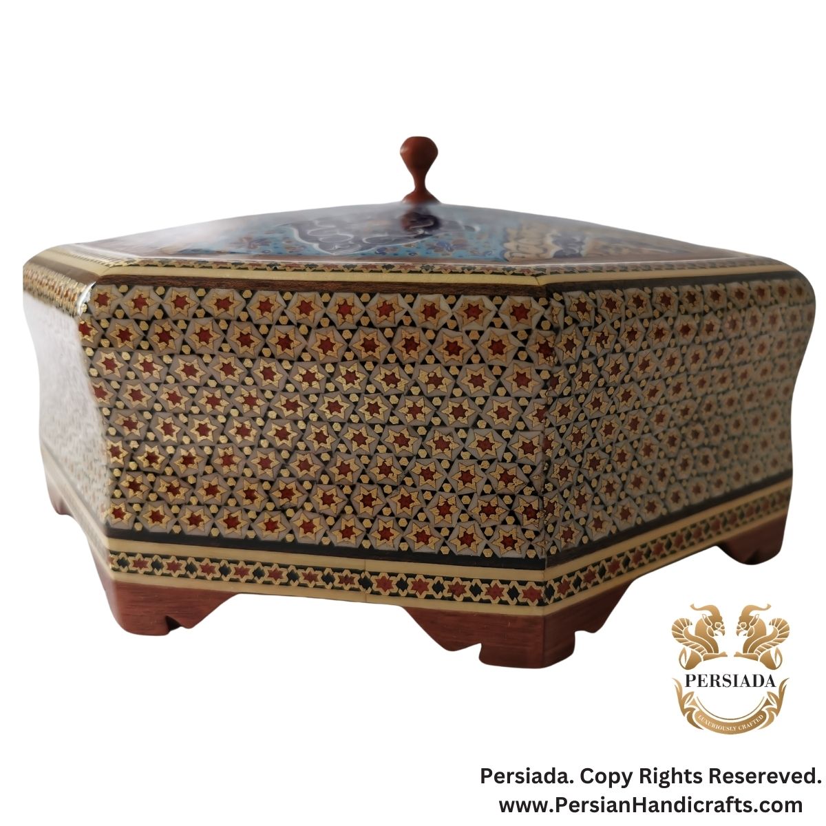 Octagonal Candy Dish  | Khatam Marquetry  | HKH9007-Persiada Persian Handicrafts