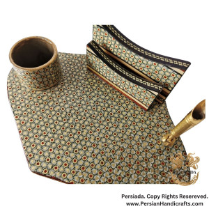 Multi-Purpose Penholder Paper Holder Set | Khatamkari  | HKH9008-Persiada Persian Handicrafts