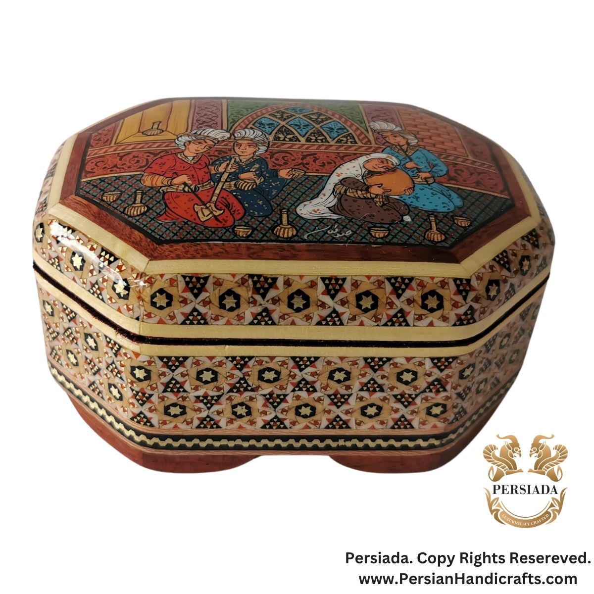 Painted Jewelry Box | Khatam Marquetry| HKH9009-Persiada Persian Handicrafts