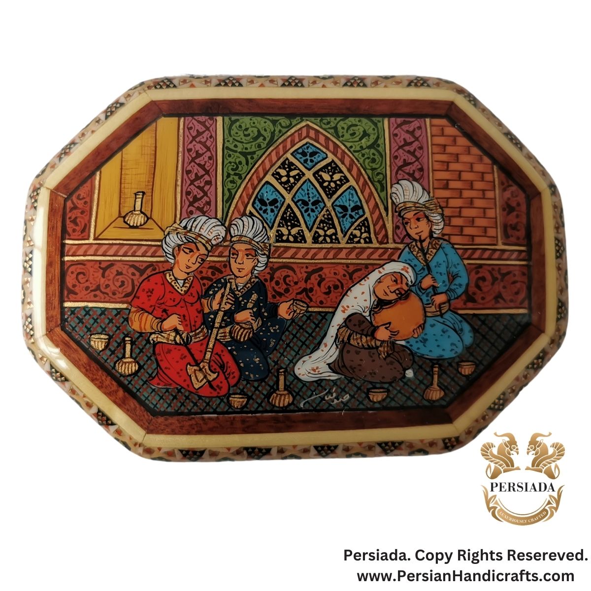 Painted Jewelry Box | Khatam Marquetry| HKH9009-Persiada Persian Handicrafts