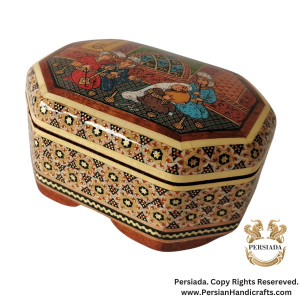 Painted Jewelry Box | Khatam Marquetry| HKH9009-Persiada Persian Handicrafts