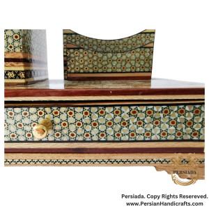 Clock Paper Holder Set| Khatamkari  | HKH9011-Persiada Persian Handicrafts