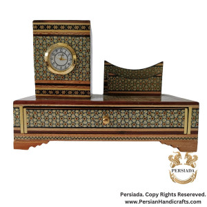 Clock Paper Holder Set| Khatamkari  | HKH9011-Persiada Persian Handicrafts