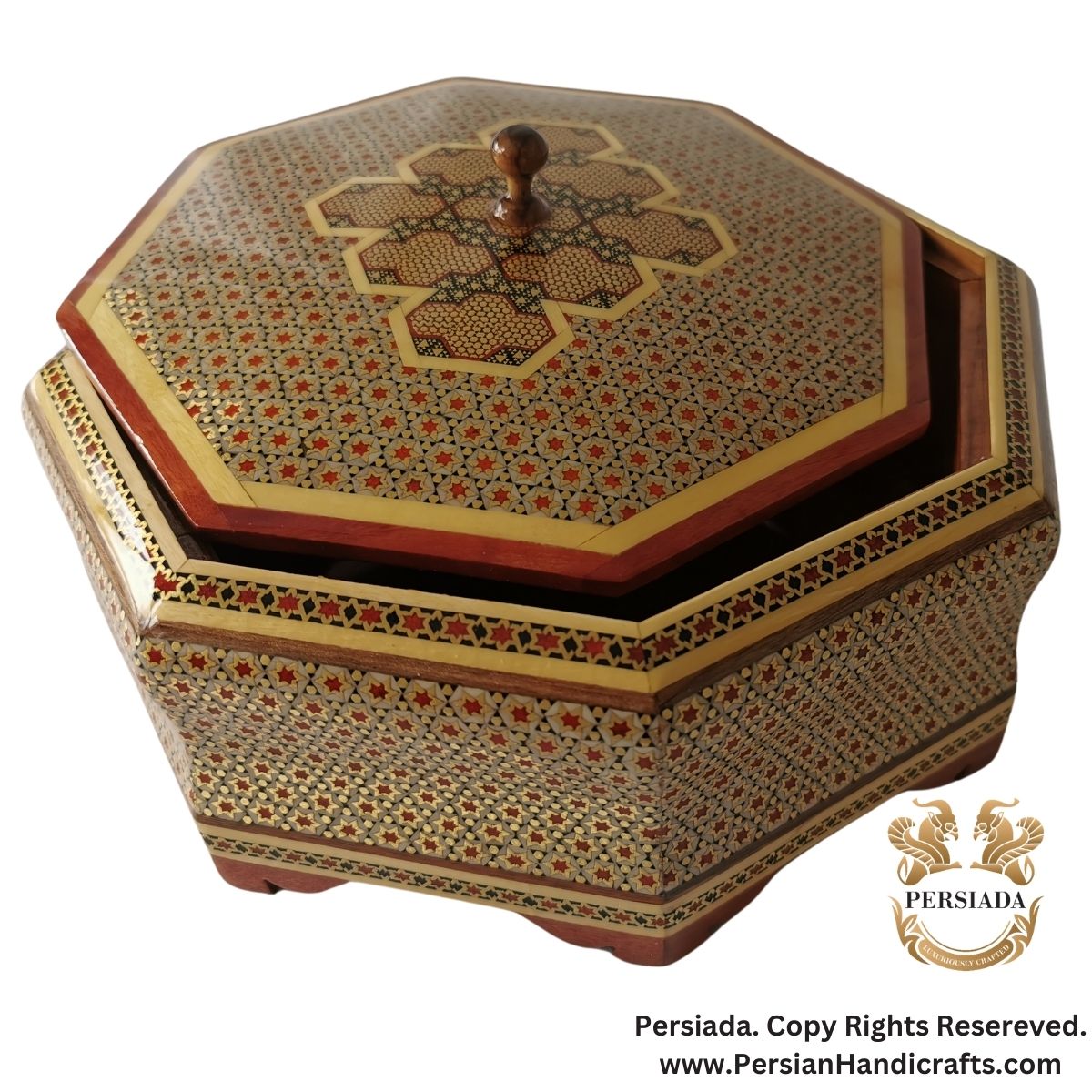 Octagonal Candy Dish | Khatam Marquetry  | HKH9004-Persiada Persian Handicrafts