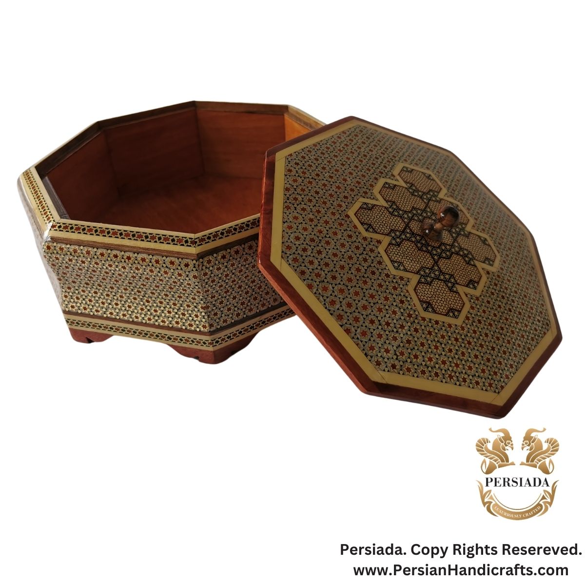 Octagonal Candy Dish | Khatam Marquetry  | HKH9004-Persiada Persian Handicrafts