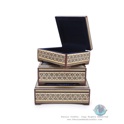 Tazhib Miniature on Khatam Marquetry Decorative Boxes (3 pcs) - HKH3908 Tazhib Miniature on Khatam Marquetry Decorative Boxes (3 pcs) - HKH3908