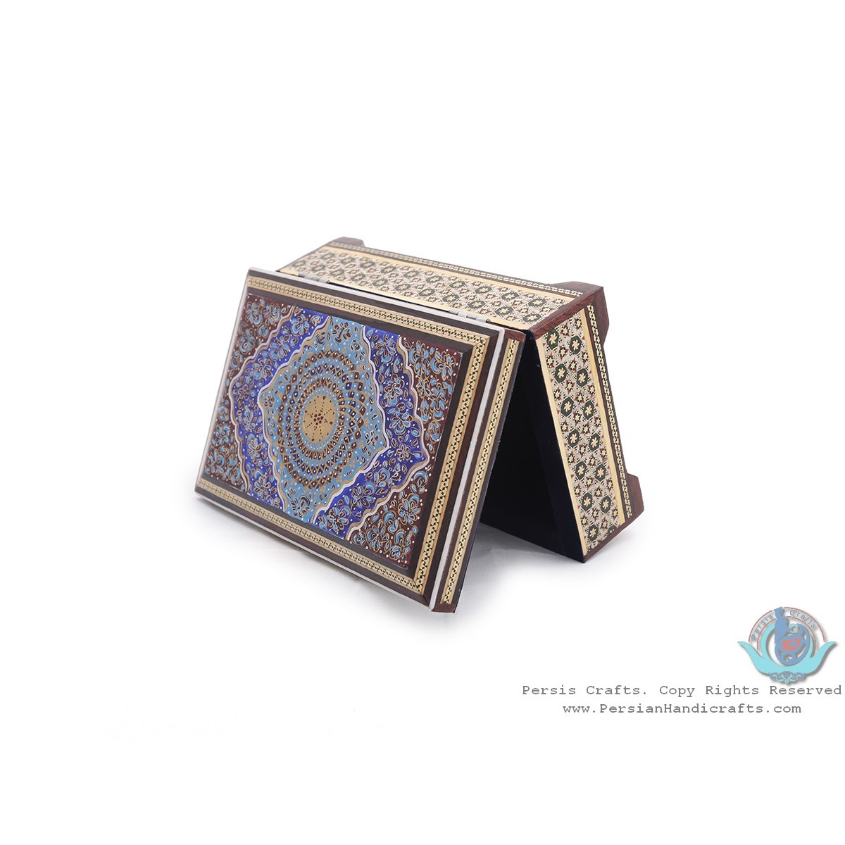 Tazhib Miniature on Khatam Marquetry Decorative Boxes (3 pcs) - HKH3908-Persian Handicrafts
