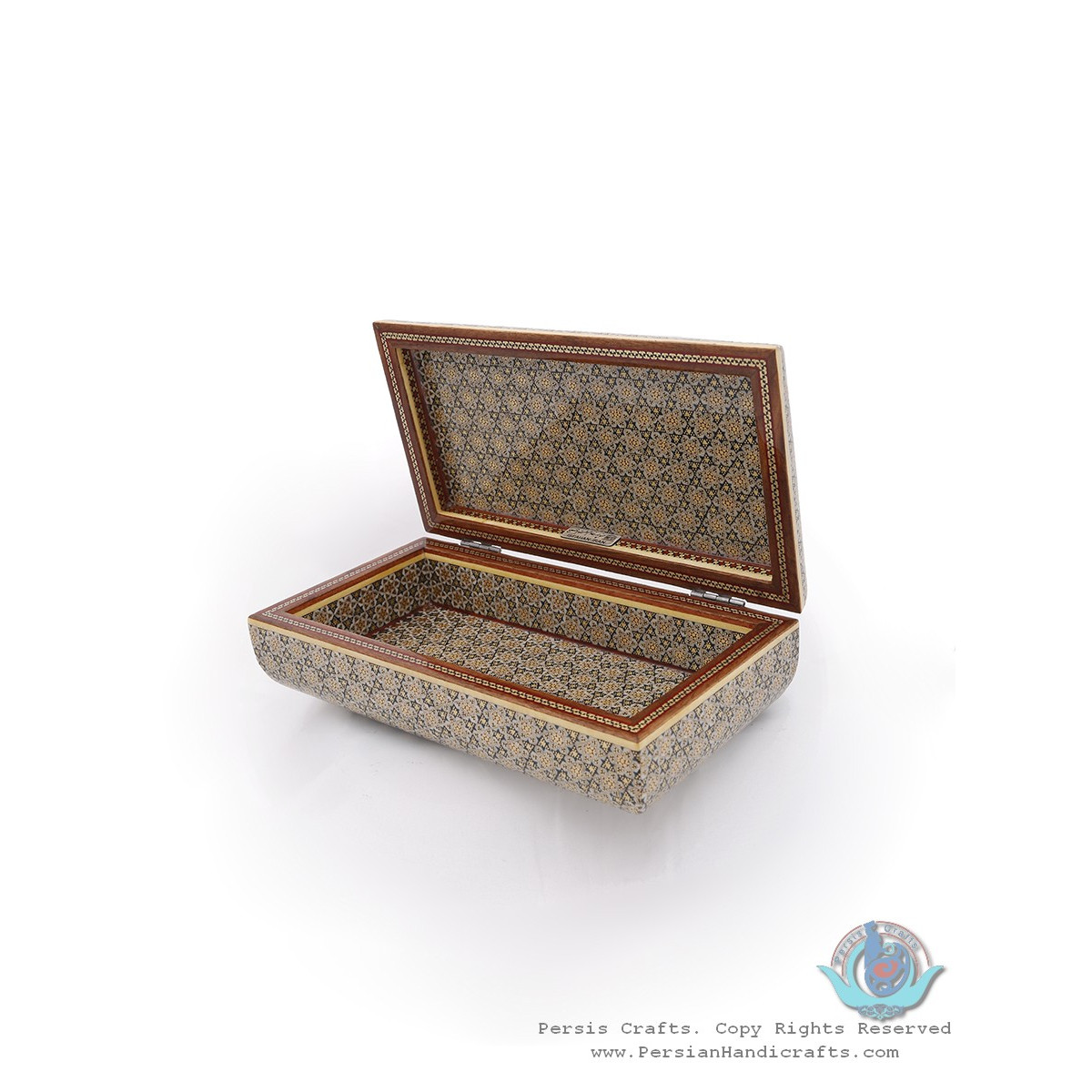 Privileged Khatam Marquetry Box with Tazhib Painting - HKH3909-Persian Handicrafts