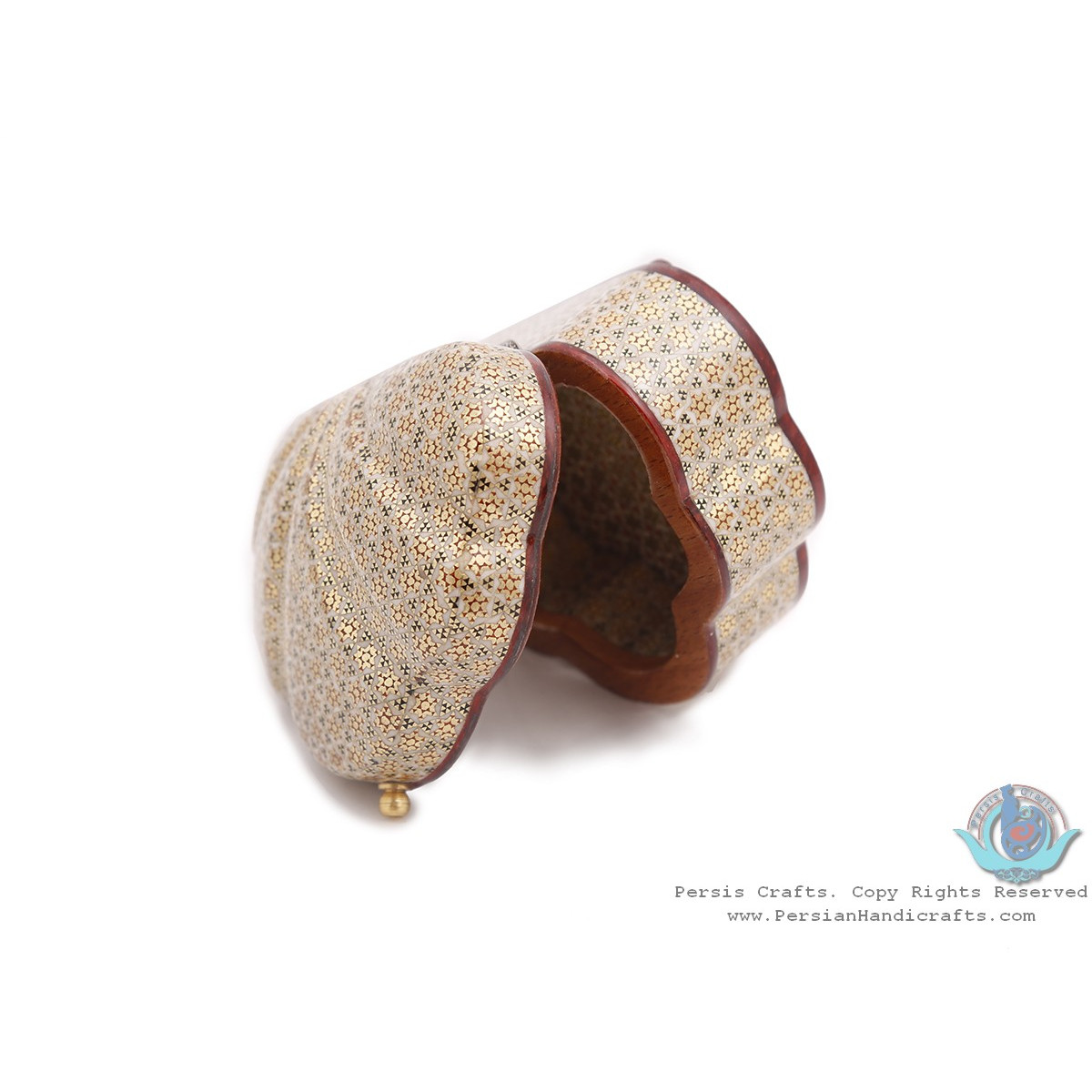 Pearl Shape Privileged Khatam Marquetry on Jewellery Box - HKH3912-Persian Handicrafts
