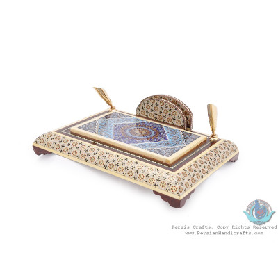 Privileged Khatam Marquetry Pen Holder with Tazhib Miniature - HKH3918