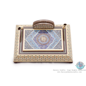Privileged Khatam Marquetry Pen Holder with Tazhib Miniature - HKH3918-Persian Handicrafts