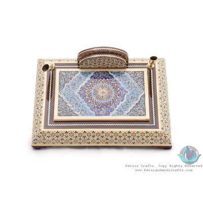 Privileged Khatam Marquetry Pen Holder with Tazhib Miniature - HKH3918 Privileged Khatam Marquetry Pen Holder with Tazhib Miniature - HKH3918