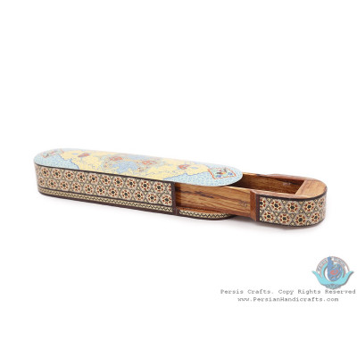 Khatam Marquetry Sliding Pen Holder with Tazhib Design - HKH3920 Khatam Marquetry Sliding Pen Holder with Tazhib Design - HKH3920