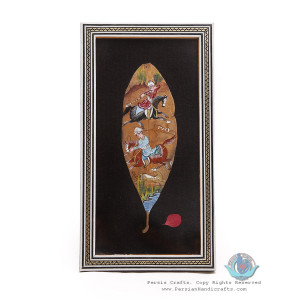 Hand Miniature on Leaf with Khatam Frame - HKH3925-Persian Handicrafts