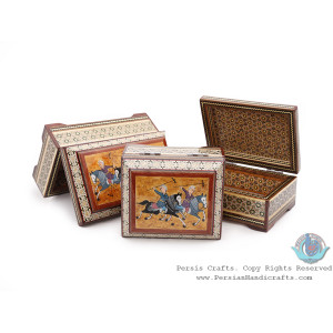 Privileged Decorative Khatam Boxes w Chogan Miniature - HKH4004-Persian Handicrafts