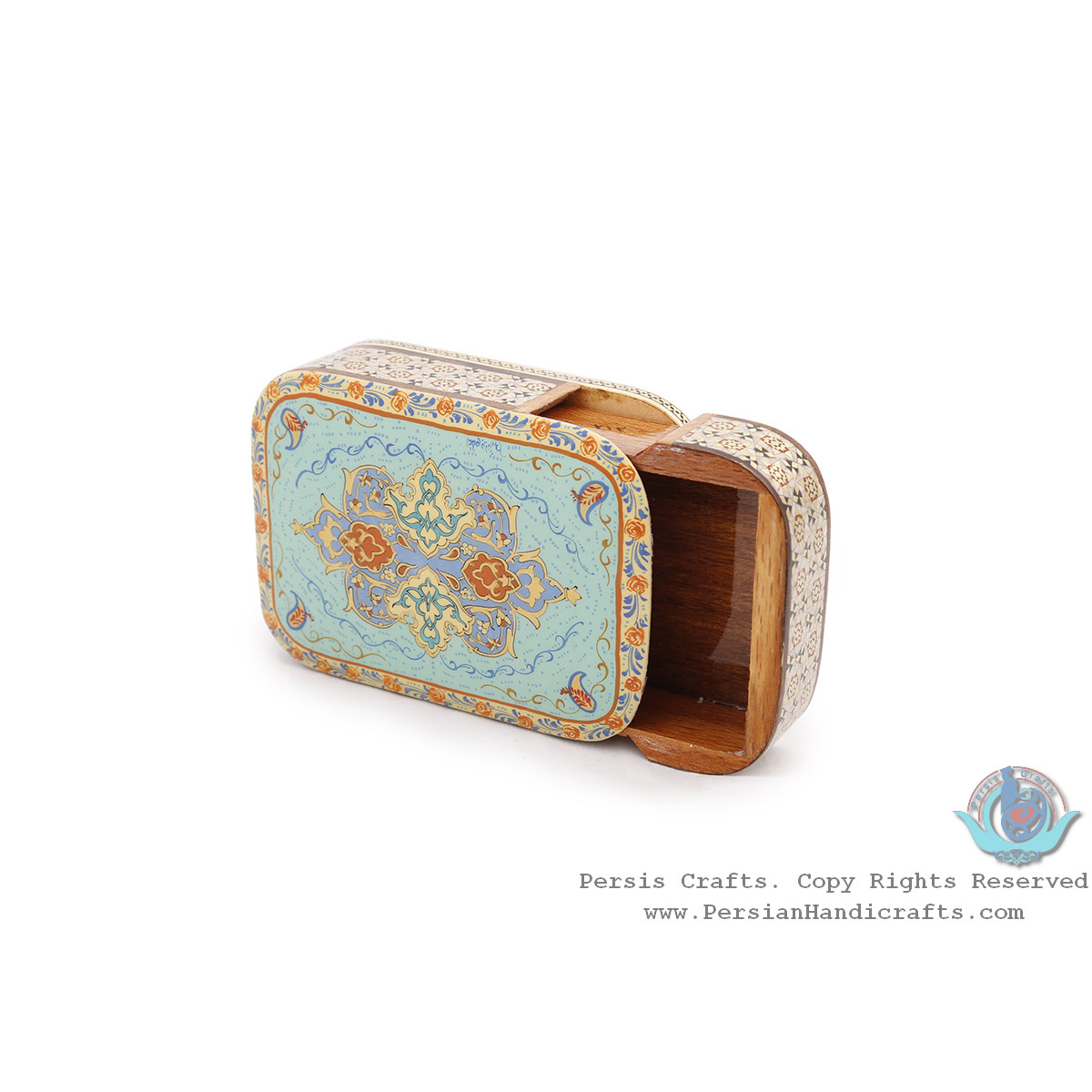Slide-in Classy Khatam Card Holder w Miniature Design - HKH4006-Persian Handicrafts