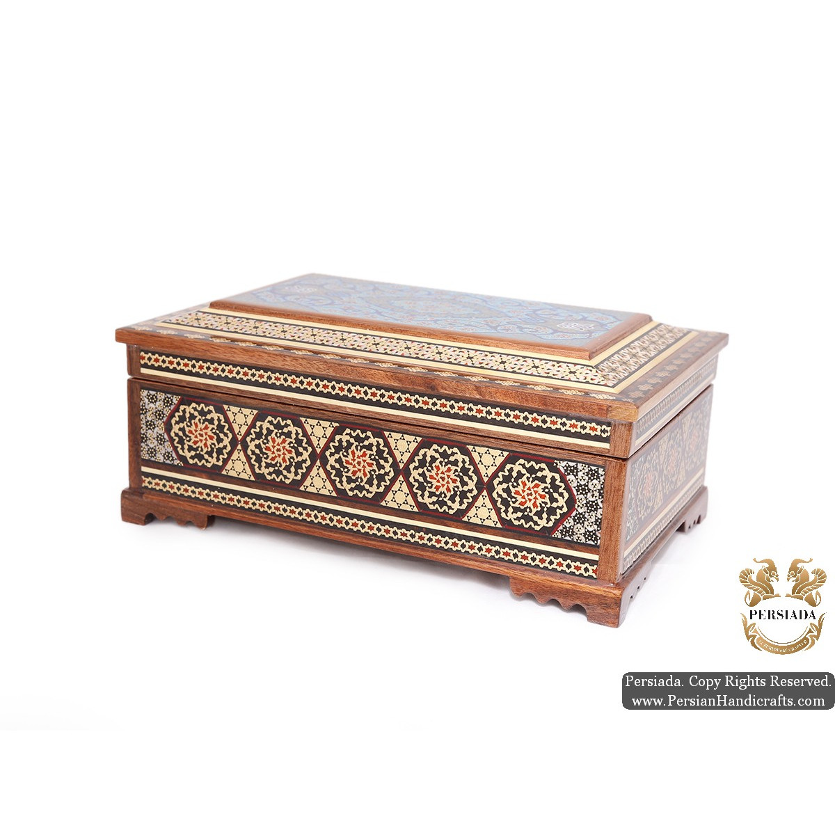 Treasure Chest Box | In & Out Custom Made Khatam Marquetry | HKH5101-Persian Handicrafts