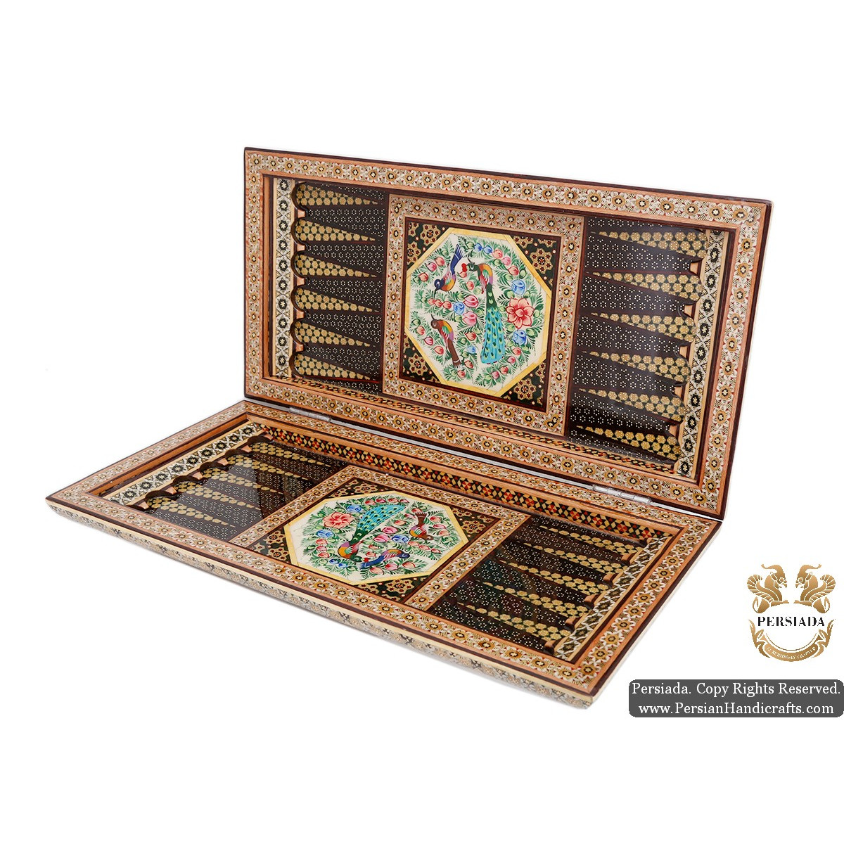 Backgammon & Chess Set | Miniature Khatam Marquetry | HKH5104-Persian Handicrafts