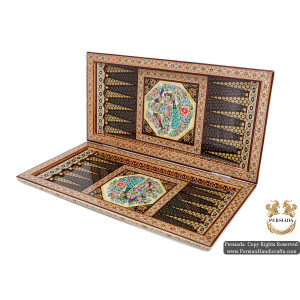 Backgammon & Chess Set | Miniature Khatam Marquetry | HKH5104-Persian Handicrafts