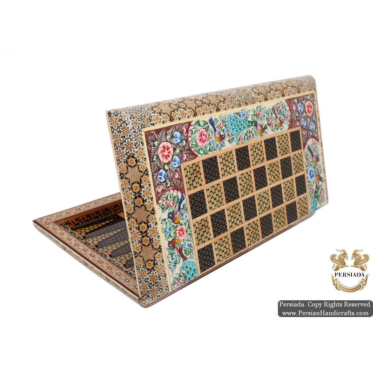 Backgammon & Chess Set | Miniature Khatam Marquetry | HKH5104-Persian Handicrafts