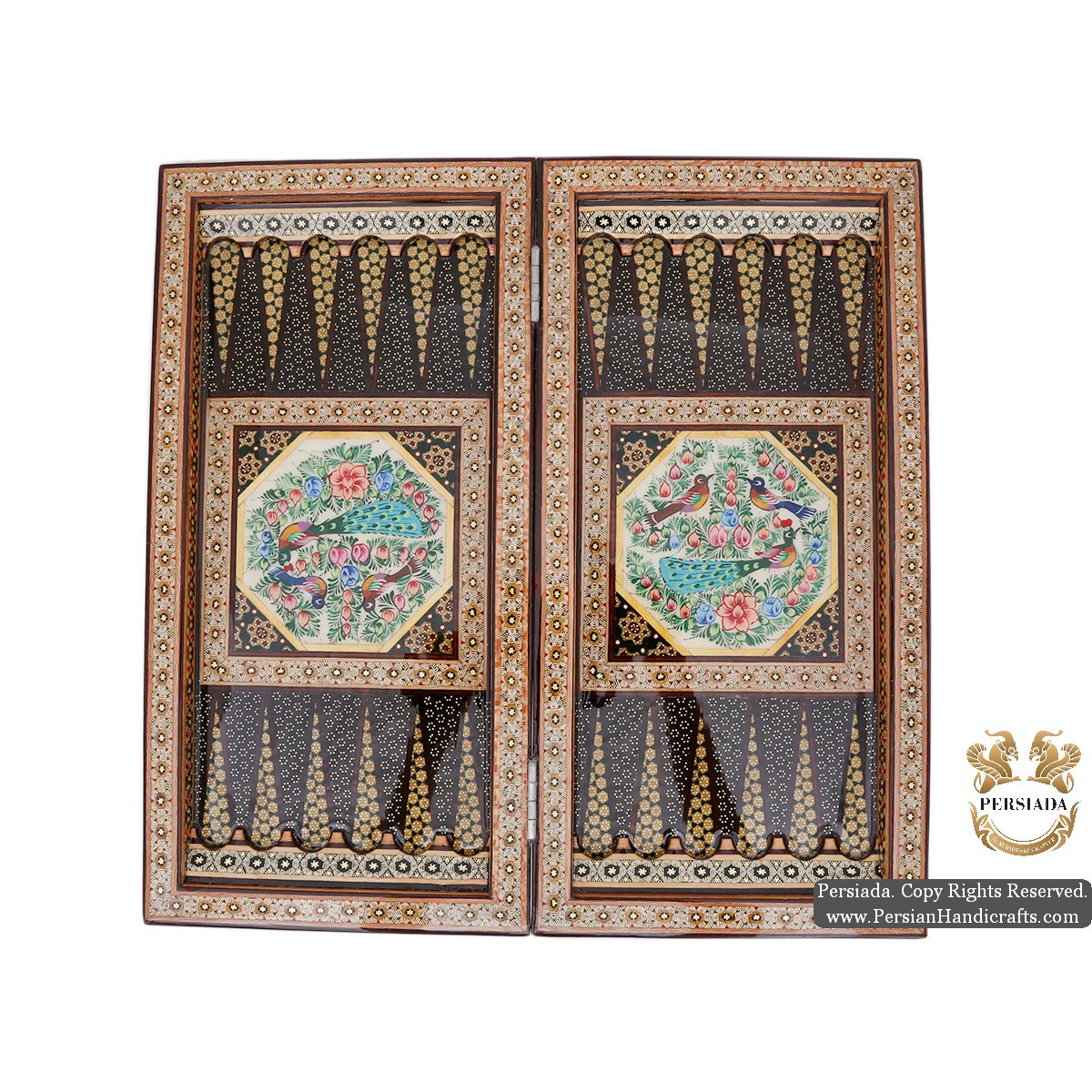 Backgammon & Chess Set | Miniature Khatam Marquetry | HKH5104-Persian Handicrafts