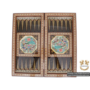 Backgammon & Chess Set | Miniature Khatam Marquetry | HKH5104-Persian Handicrafts