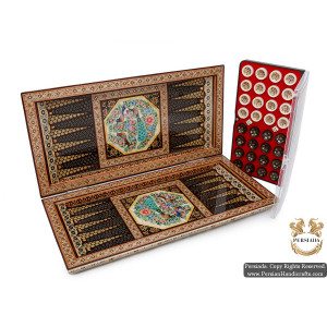 Backgammon & Chess Set | Miniature Khatam Marquetry | HKH5104-Persian Handicrafts