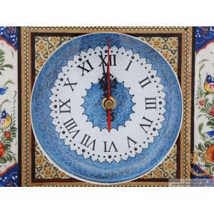 Square Wall Clock - Miniature on Khatam | HM4101 Persiada-Persian Handicrafts
