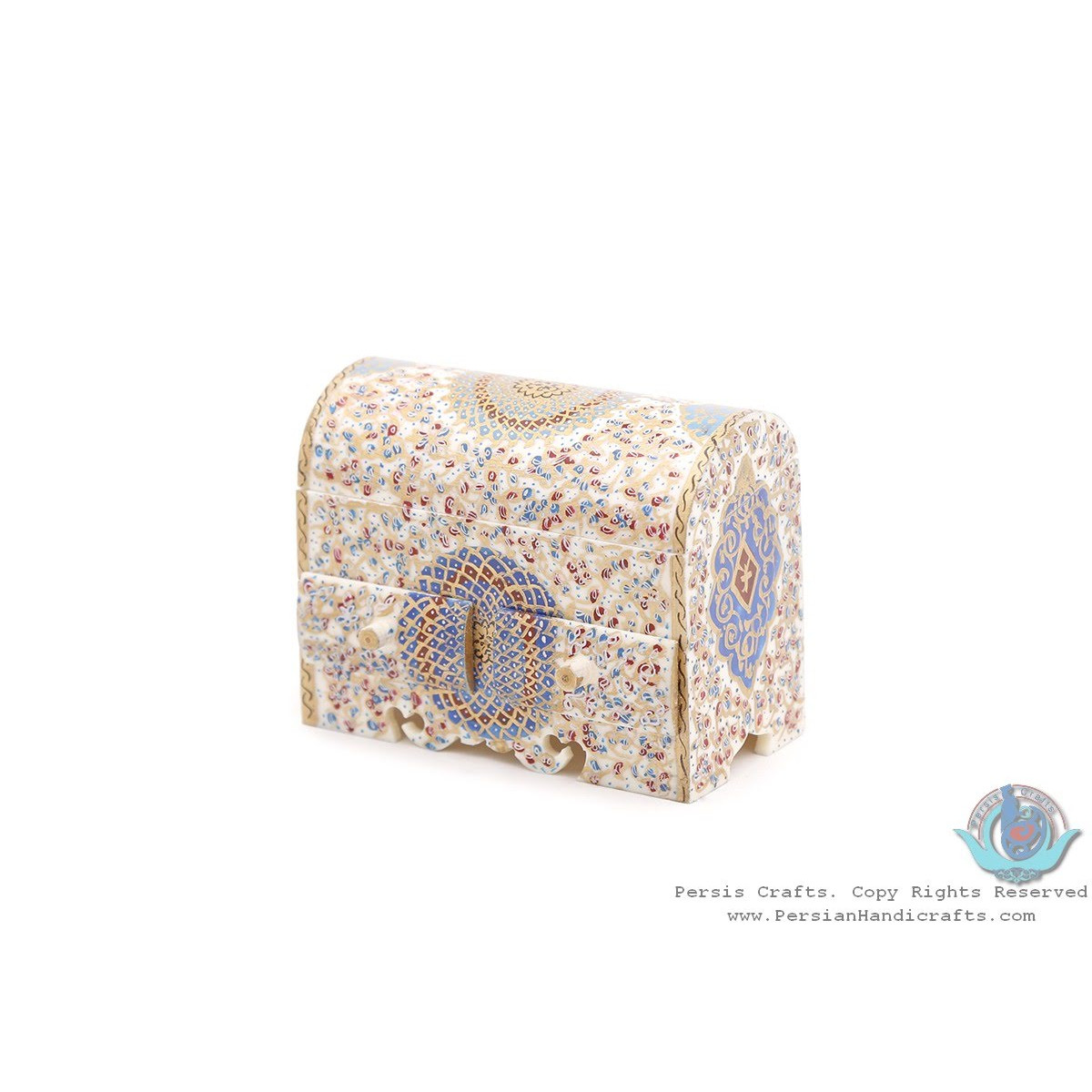 Tazhib Miniature Jewelry Box with 4 Storages - HM3902-Persian Handicrafts