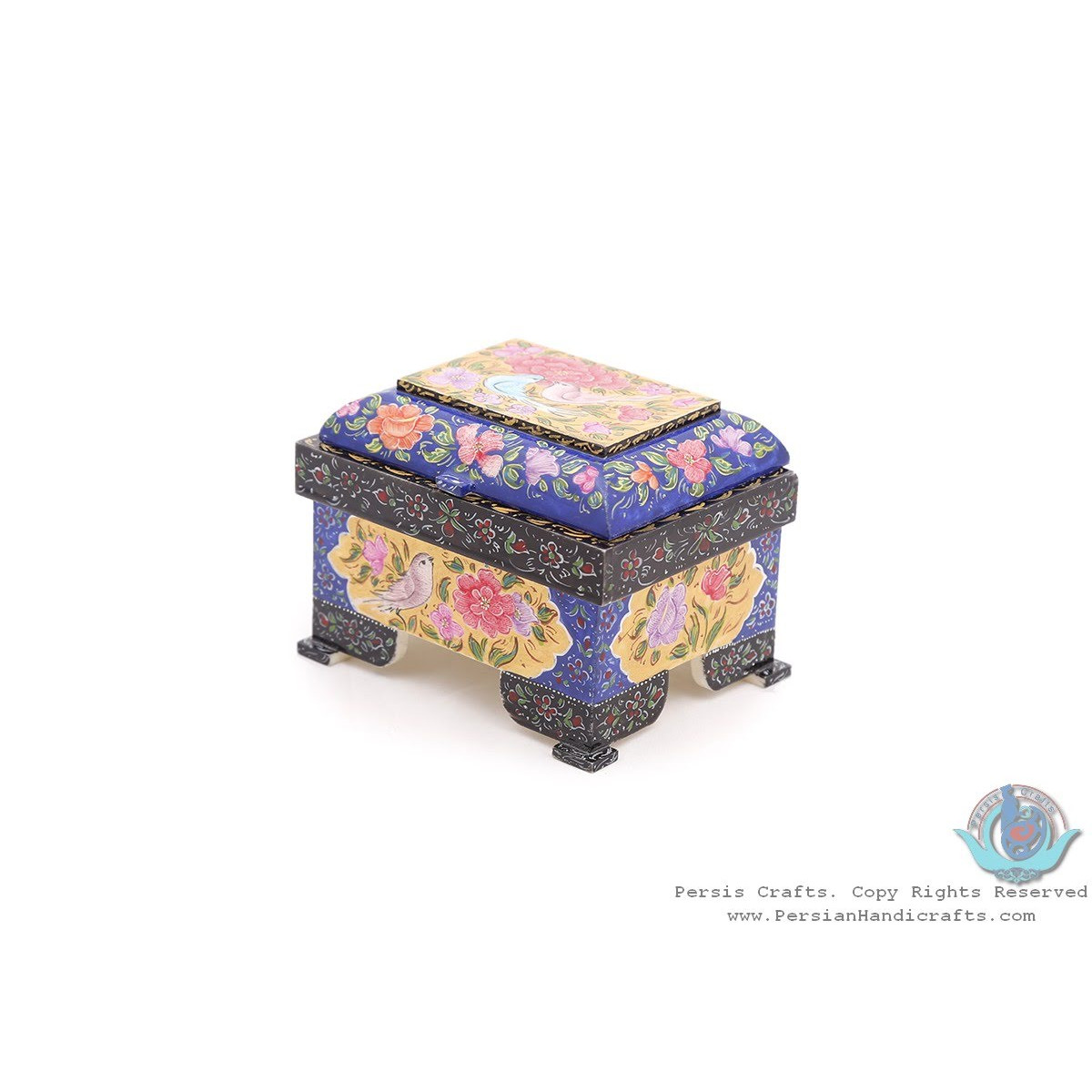 Privileged Flower & Bird Miniature Jewelry Box - HM3903-Persian Handicrafts