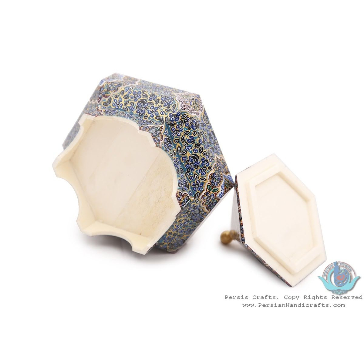 Miniatur Tazhib Design Dome Shape Jewelry Box	- HM3904-Persian Handicrafts